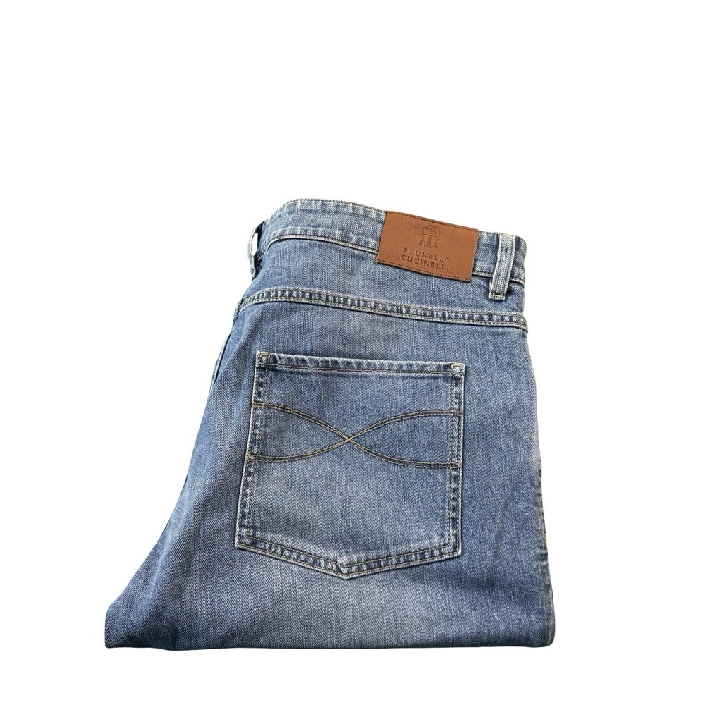 Brunello Cucinelli Skinny Fit Mens Button Fly Jeans Blue Size 38x28 Italy